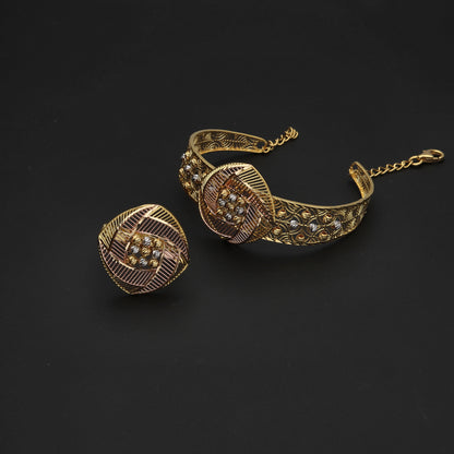 Gold Beaded Bangle Set 21KT - FKJSET21KM10104