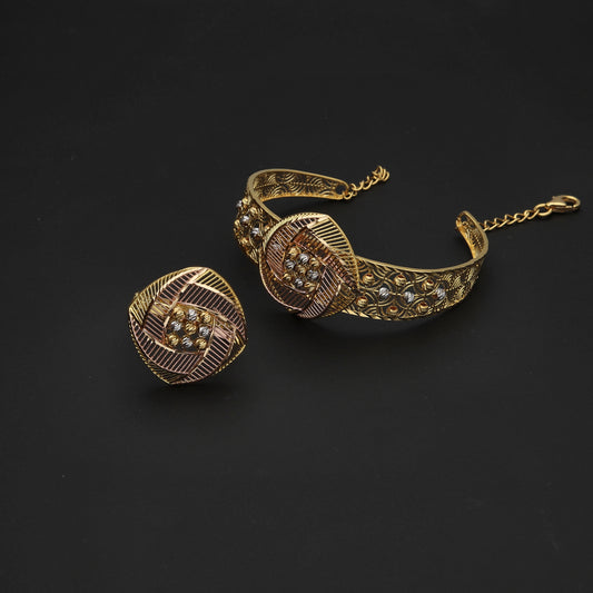 Gold Beaded Bangle Set 21KT - FKJSET21KM10104