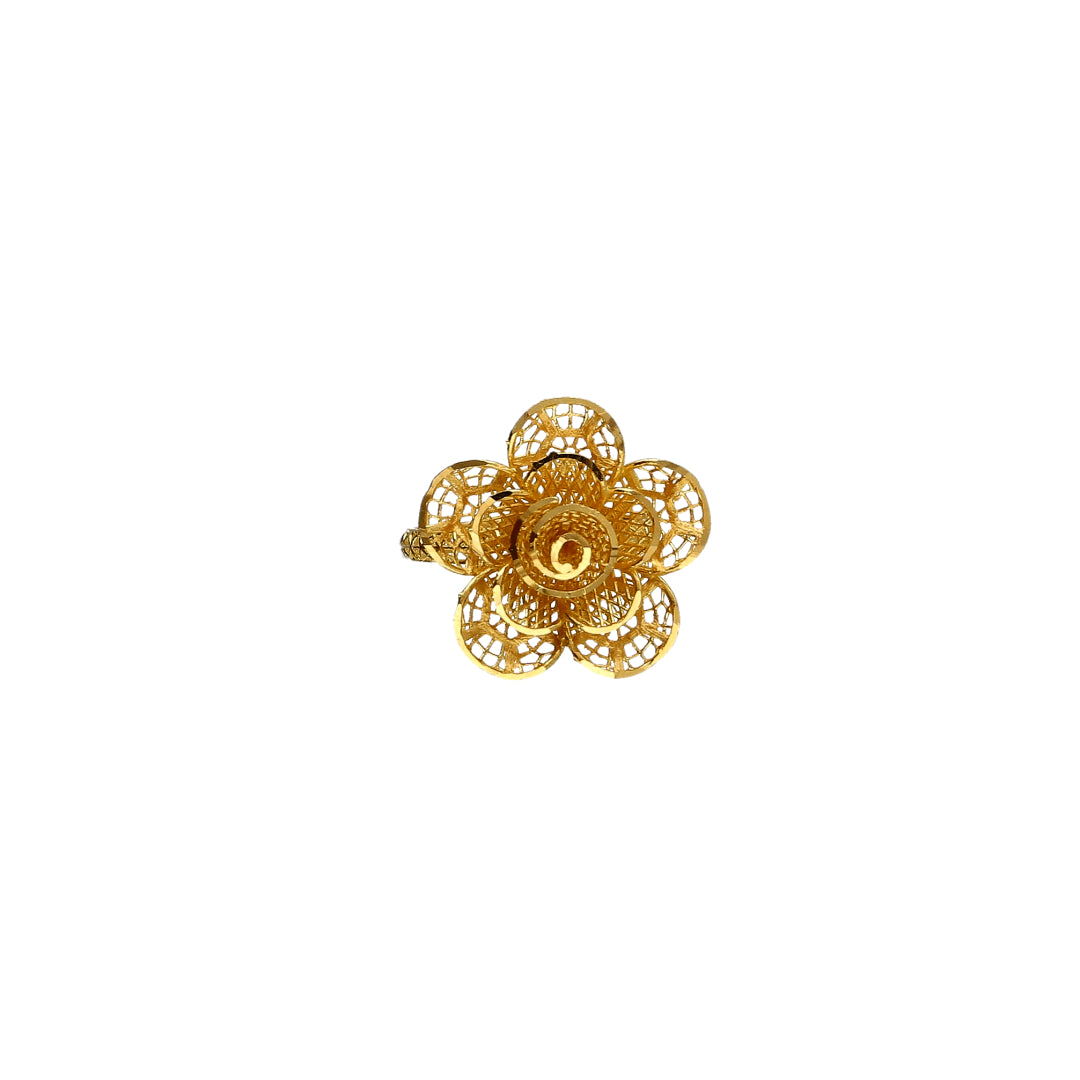 Gold Flower Shaped Bangle Set (Bangle and Ring) 21KT - FKJSET21KM10109