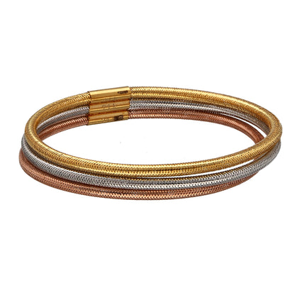 Gold Three Tone Bangle 21KT - FKJBNG21KM10118