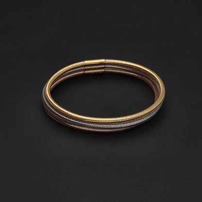 Gold Three Tone Bangle 21KT - FKJBNG21KM10118