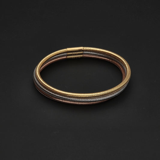 Gold Three Tone Bangle 21KT - FKJBNG21KM10118