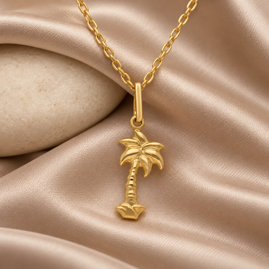 Gold Palm Necklace (Chain with Pendant) 18KT - FKJNKL1495