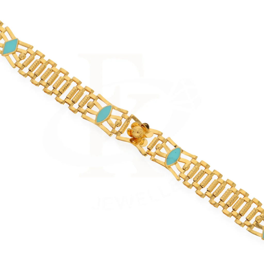 Classy Gold And Turquoise Link Bracelet 21Kt - Fkjbrl21Km8146 Bracelets