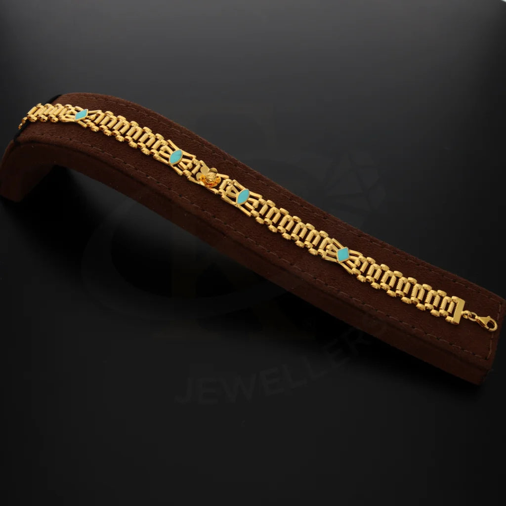 Classy Gold And Turquoise Link Bracelet 21Kt - Fkjbrl21Km8146 Bracelets