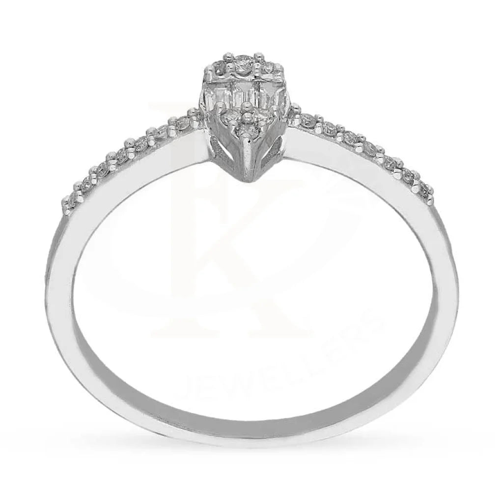 Diamond Emerald Cut Pear Shaped Ring In 18Kt White Gold - Fkjrn18K3118 Rings