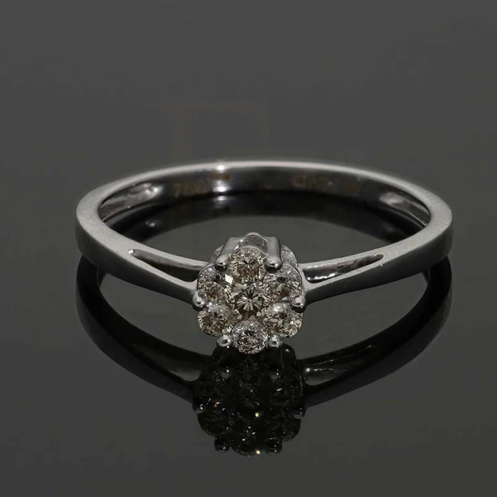 Diamond Round Cut Flower Shaped Ring In 18Kt White Gold - Fkjrn18K3124 Rings