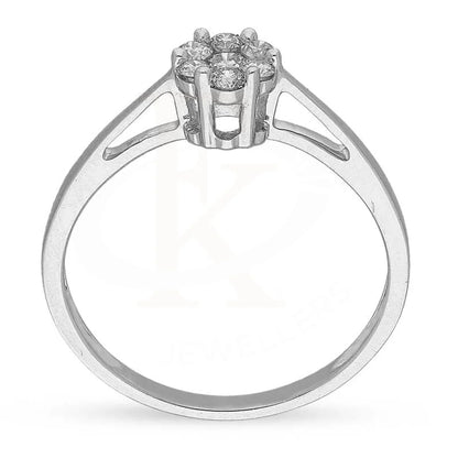 Diamond Round Cut Flower Shaped Ring In 18Kt White Gold - Fkjrn18K3124 Rings