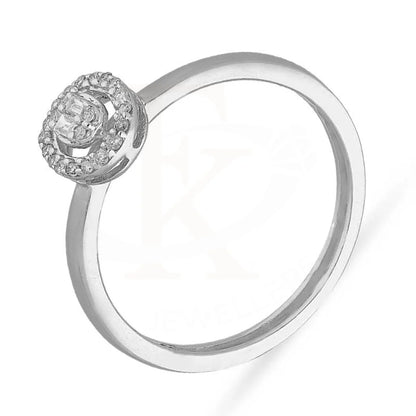 Diamond Round Cut Oval Shaped Ring In 18Kt White Gold - Fkjrn18K3120 Rings
