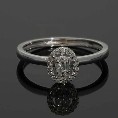 Diamond Round Cut Oval Shaped Ring In 18Kt White Gold - Fkjrn18K3120 Rings