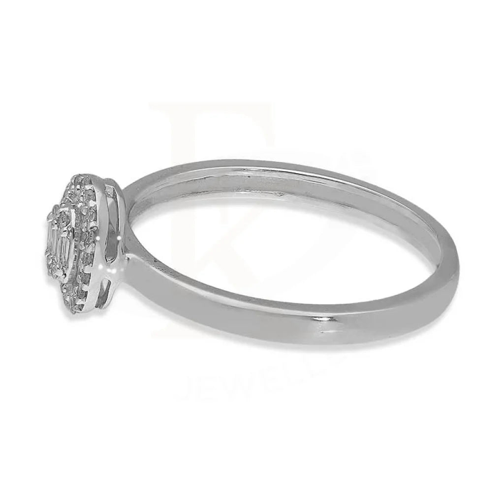 Diamond Round Cut Oval Shaped Ring In 18Kt White Gold - Fkjrn18K3120 Rings