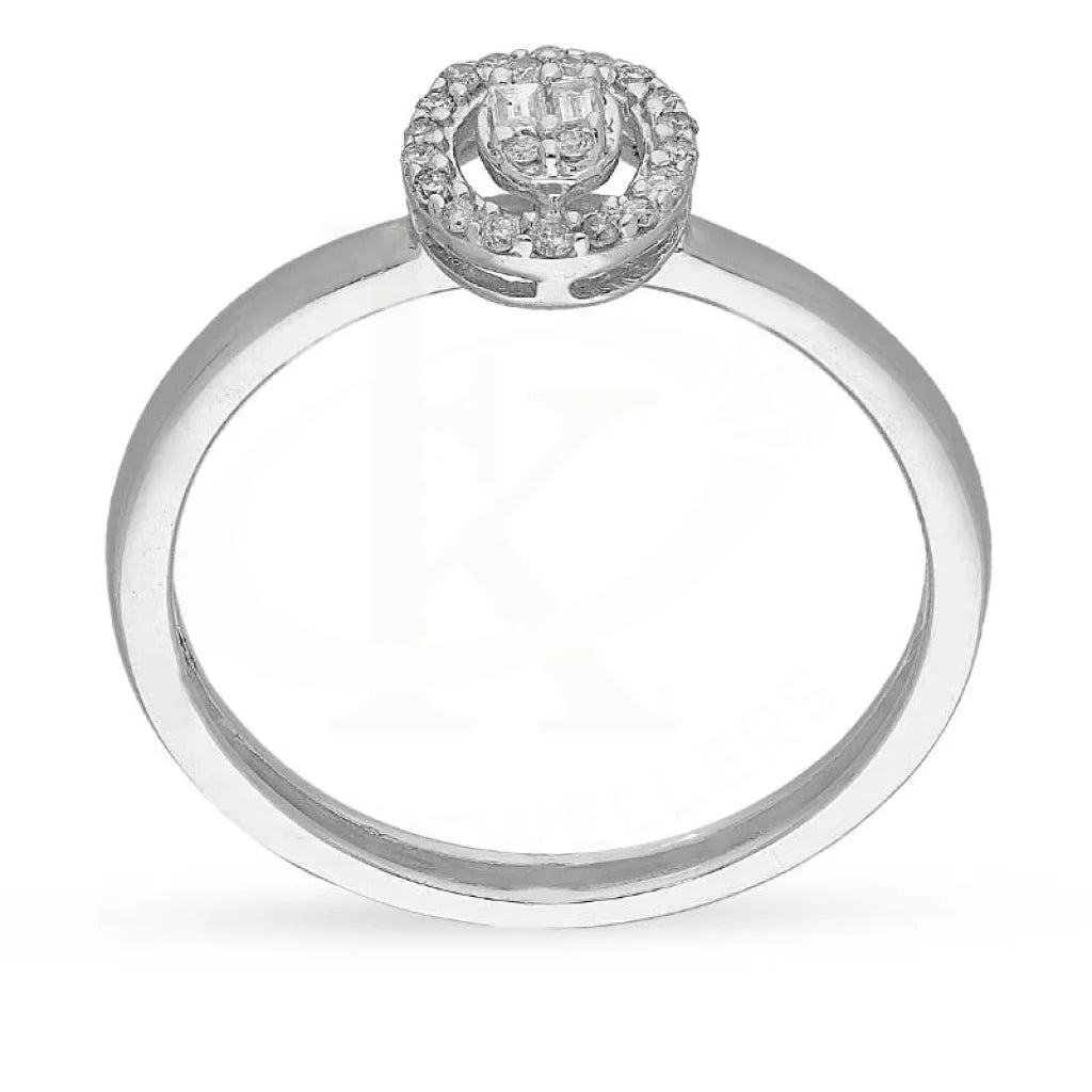 Diamond Round Cut Oval Shaped Ring In 18Kt White Gold - Fkjrn18K3120 Rings