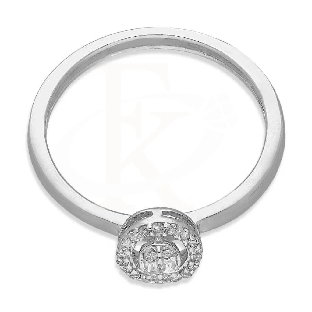 Diamond Round Cut Oval Shaped Ring In 18Kt White Gold - Fkjrn18K3120 Rings