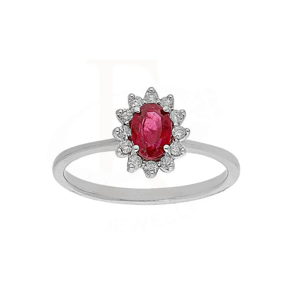 Diamond & Ruby Oval Cut Solitaire Ring In 18Kt White Gold - Fkjrn18K2140 Rings