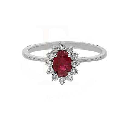 Diamond & Ruby Oval Cut Solitaire Ring In 18Kt White Gold - Fkjrn18K2140 Rings