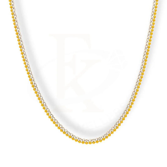 Dual Tone Gold Cable Link And Bead Chain In 22Kt - Fkjcn22K2160 Chains