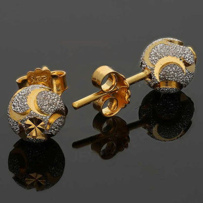 Dual Tone Gold Ball Stud Earrings 22Kt - Fkjern22K2808