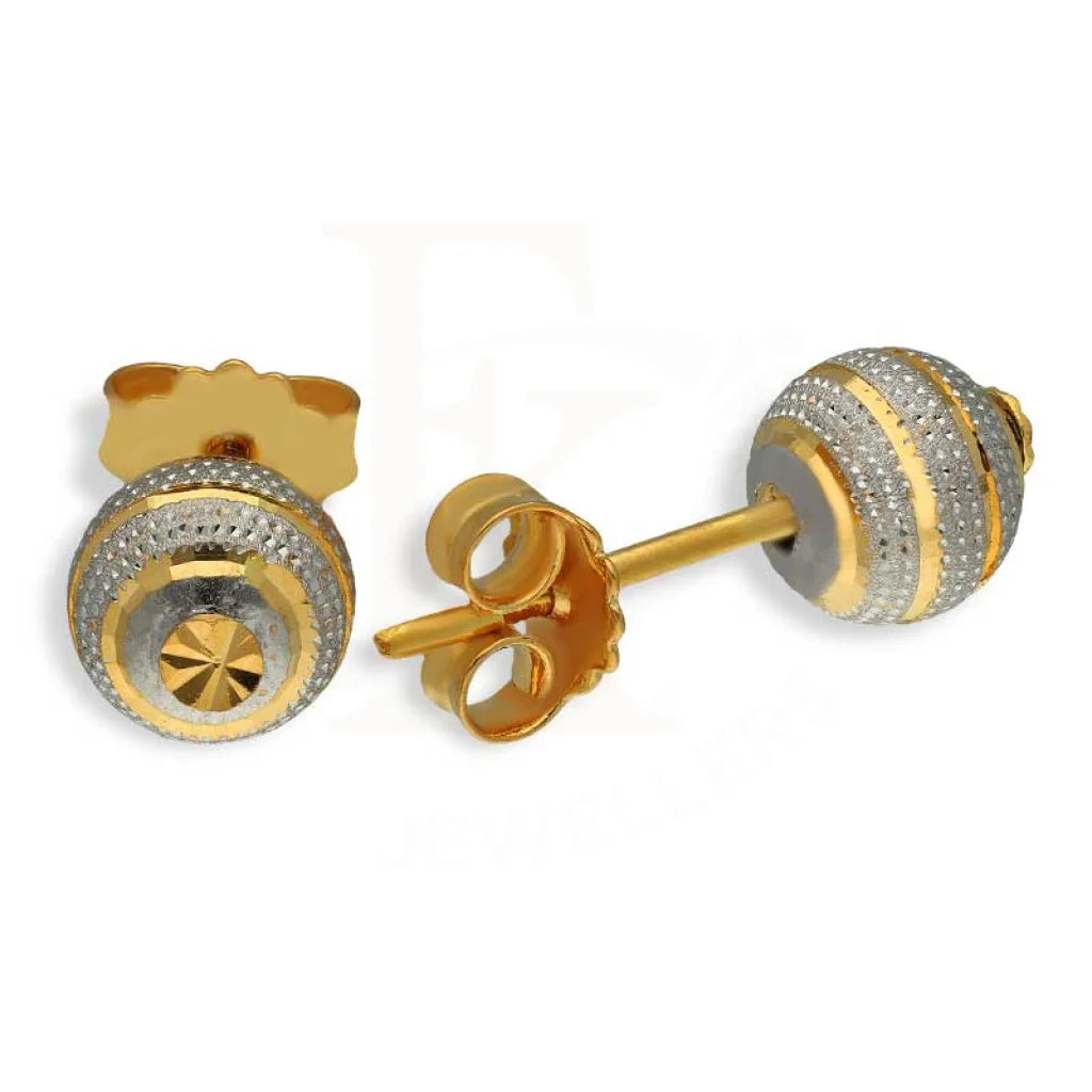 Dual Tone Gold Ball Stud Earrings 22Kt - Fkjern22K2812