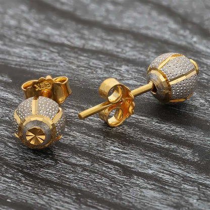 Dual Tone Gold Ball Stud Earrings 22Kt - Fkjern22K2813