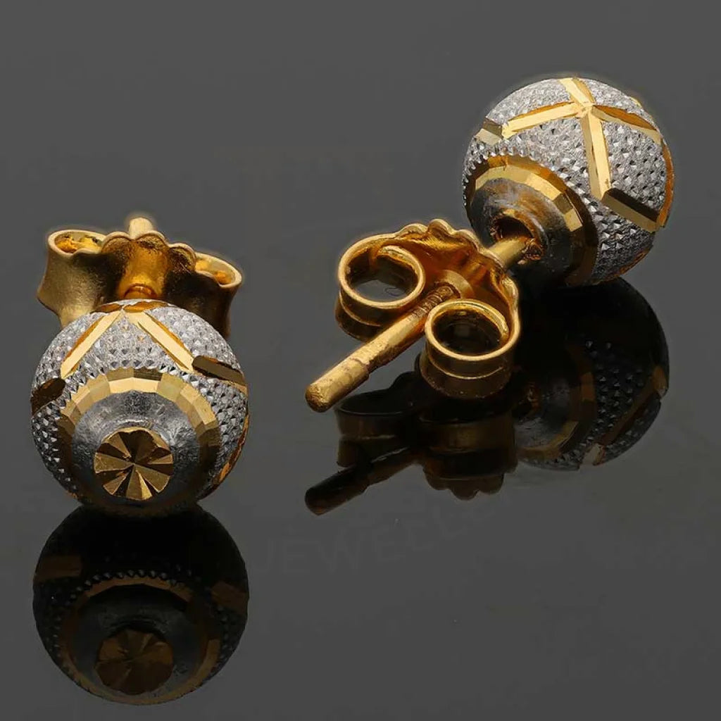 Dual Tone Gold Ball Stud Earrings 22Kt - Fkjern22K2814