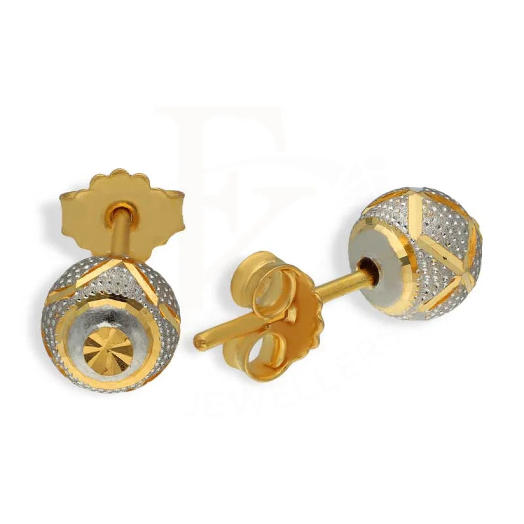 Dual Tone Gold Ball Stud Earrings 22Kt - Fkjern22K2814