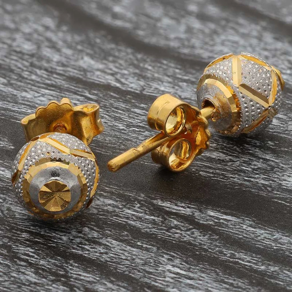 Dual Tone Gold Ball Stud Earrings 22Kt - Fkjern22K2814