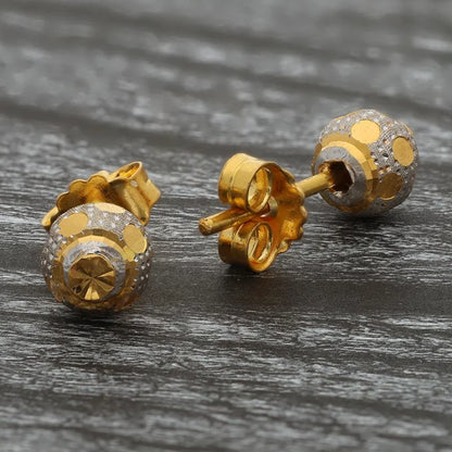 Dual Tone Gold Ball Stud Earrings 22Kt - Fkjern22K2820