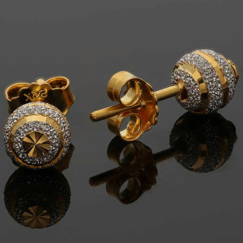 Dual Tone Gold Ball Stud Earrings 22Kt - Fkjern22K2832