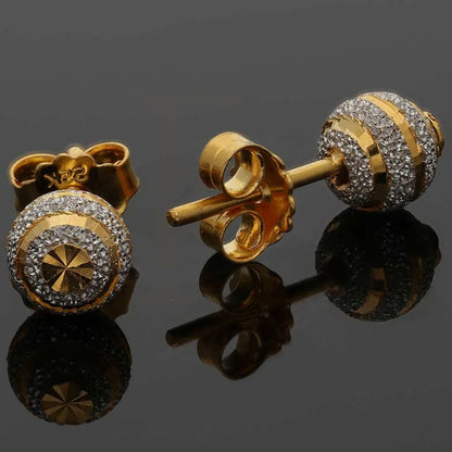 Dual Tone Gold Ball Stud Earrings 22Kt - Fkjern22K2832