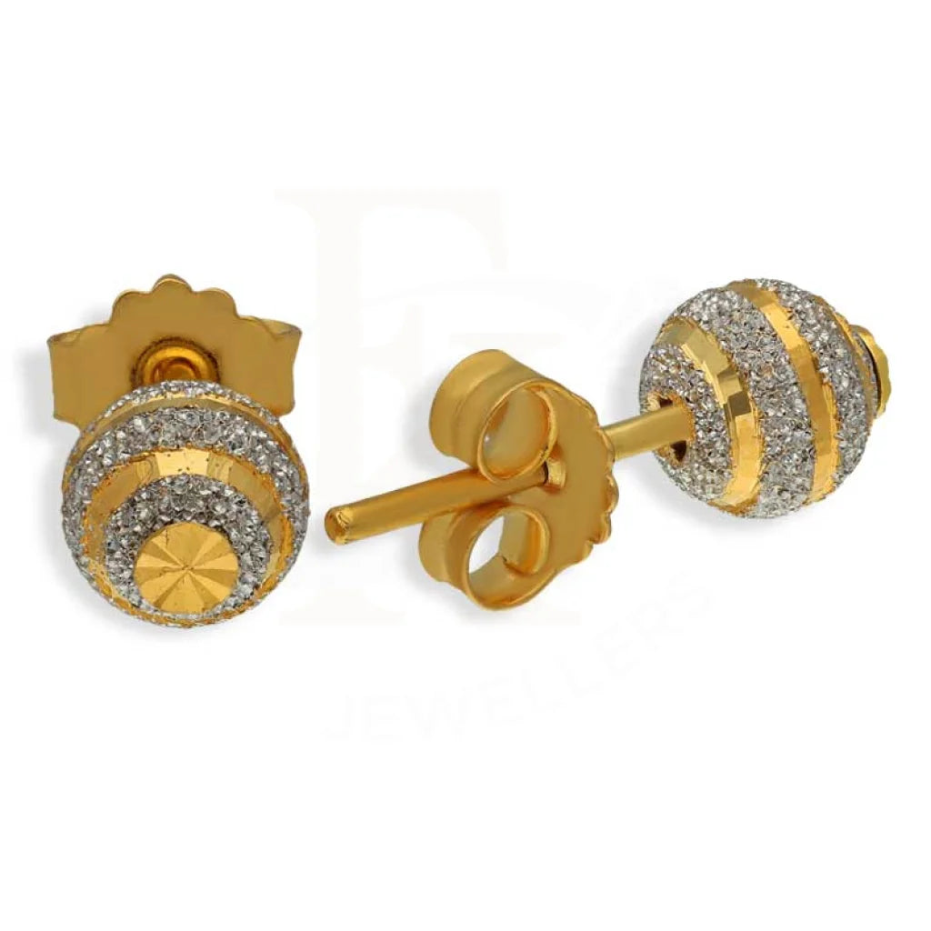 Dual Tone Gold Ball Stud Earrings 22Kt - Fkjern22K2832