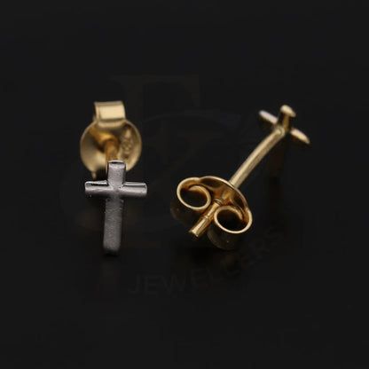 Dual Tone Gold Cross Stud Earrings 18Kt - Fkjern18K5547