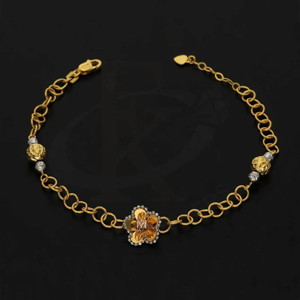 Dual Tone Gold Flower Bracelet 22Kt - Fkjbrl22K3000 Bracelets