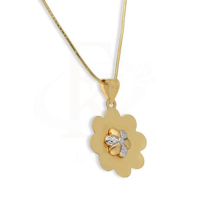 Dual Tone Gold Flower Pendant Set (Necklace Earrings And Ring) 18Kt - Fkjnklst18K2413 Sets