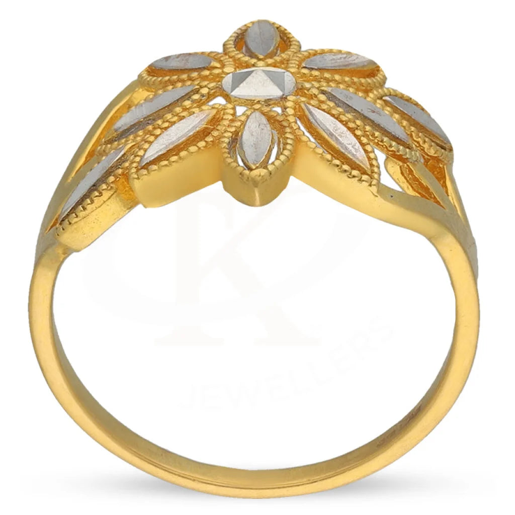 Dual Tone Gold Flower Ring 22Kt - Fkjrn22K3873 Rings