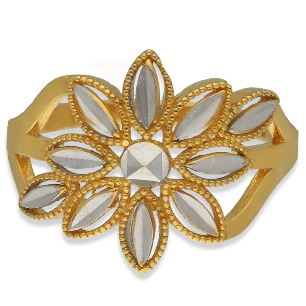 Dual Tone Gold Flower Ring 22Kt - Fkjrn22K3873 Rings