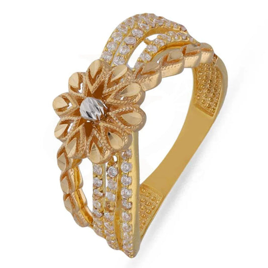 Dual Tone Gold Flower Shaped Ring 22Kt - Fkjrn22K3556 Rings