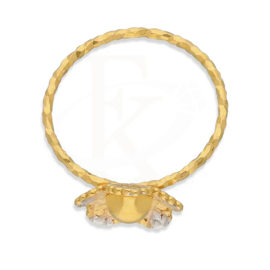 Dual Tone Gold Flower Shaped Ring 22Kt - Fkjrn22K3709 Rings