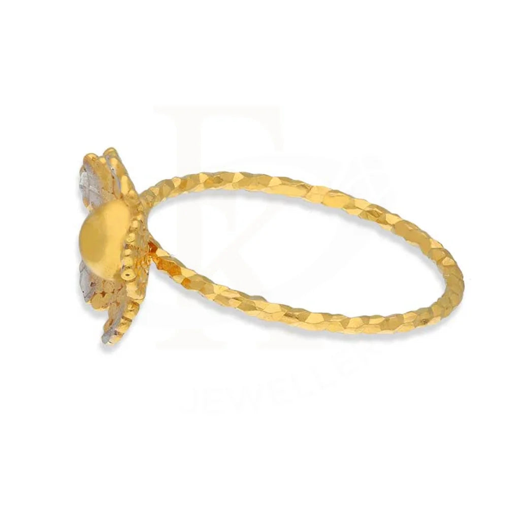 Dual Tone Gold Flower Shaped Ring 22Kt - Fkjrn22K3709 Rings