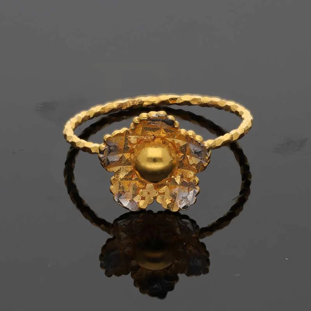 Dual Tone Gold Flower Shaped Ring 22Kt - Fkjrn22K3709 Rings