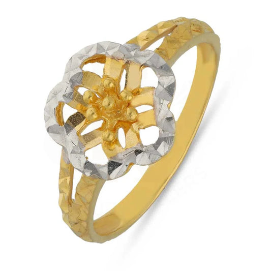 Dual Tone Gold Flower Shaped Ring 22Kt - Fkjrn22K3716 Rings