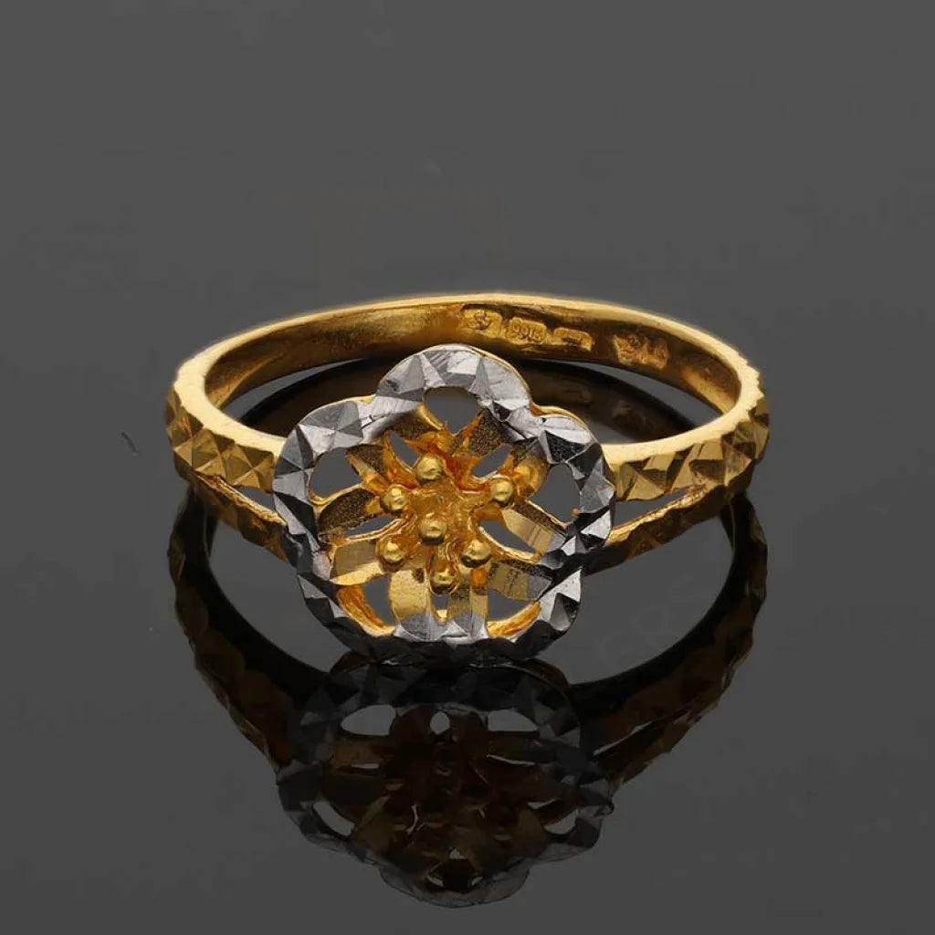 Dual Tone Gold Flower Shaped Ring 22Kt - Fkjrn22K3716 Rings