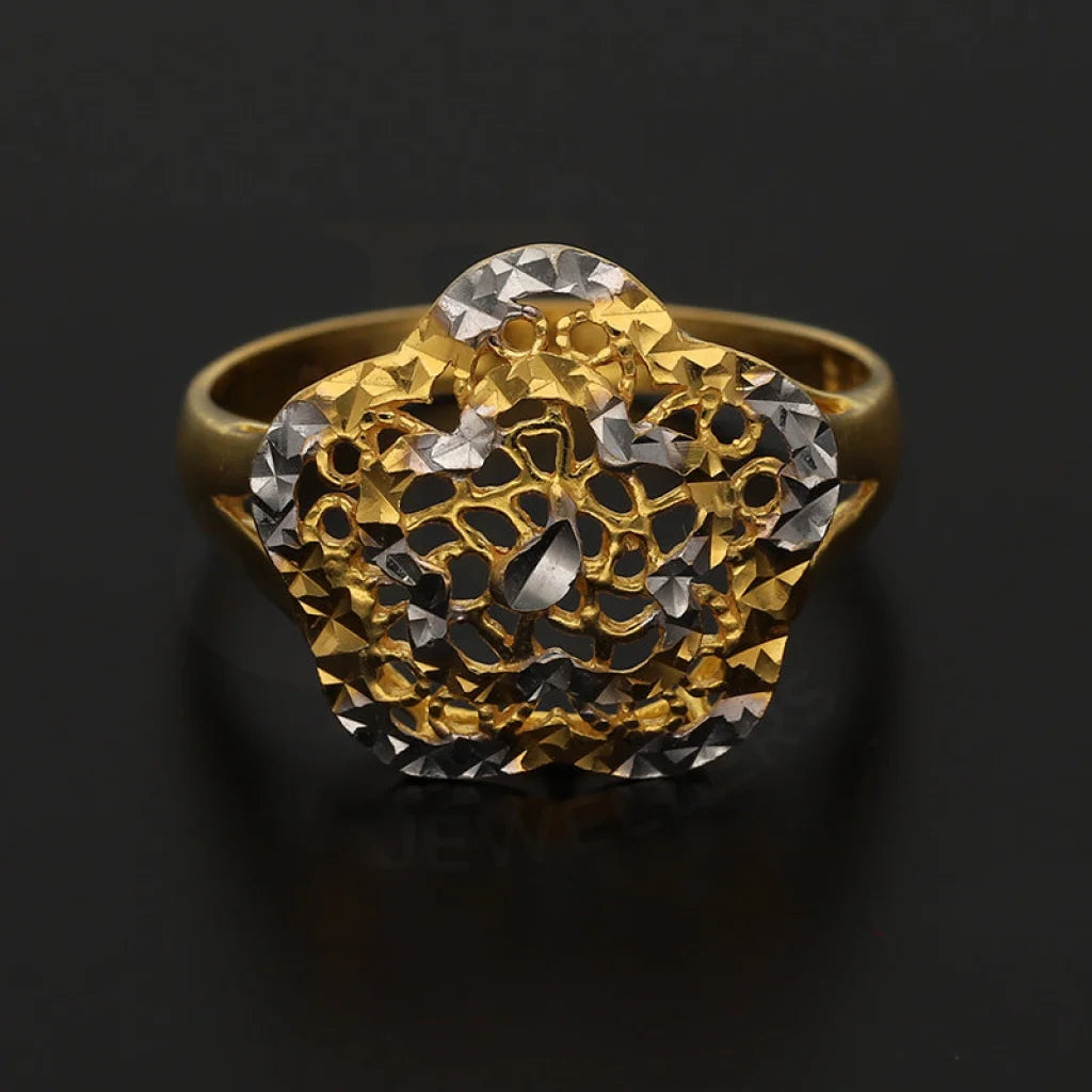 Dual Tone Gold Flower Shaped Ring 22Kt - Fkjrn22K3858 Rings