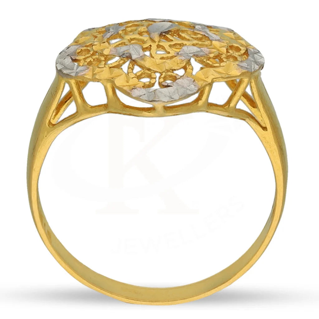 Dual Tone Gold Flower Shaped Ring 22Kt - Fkjrn22K3858 Rings