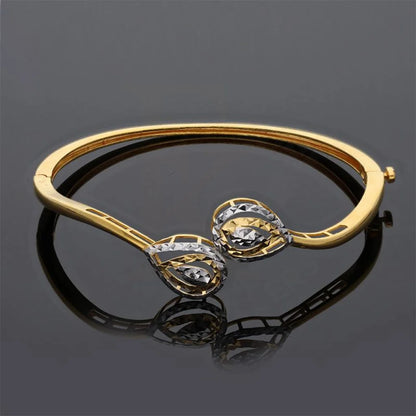 Dual Tone Gold Leaf Shaped Bangle In 22Kt - Fkjbng22K1936 Bangles