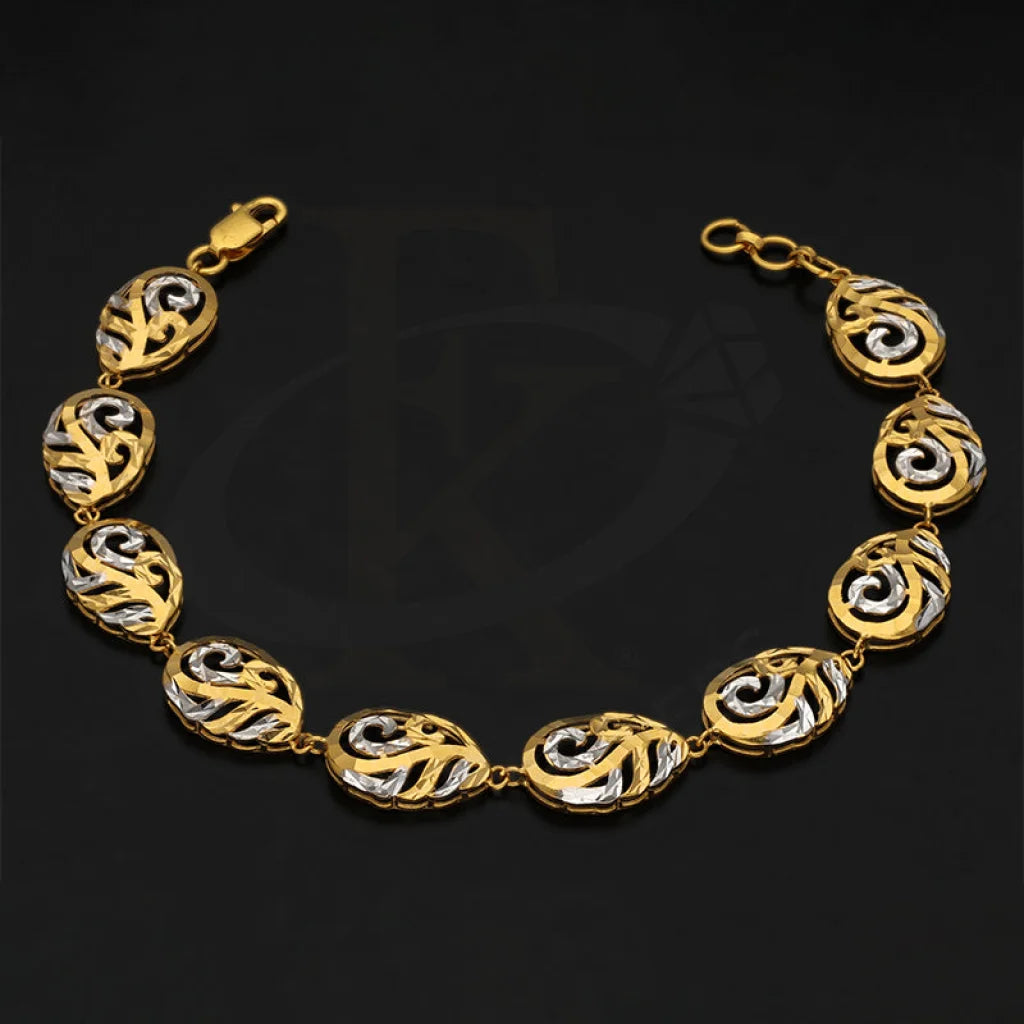 Gold Leaf Shaped Bracelet 22Kt - Fkjbrl22K3034 Bracelets