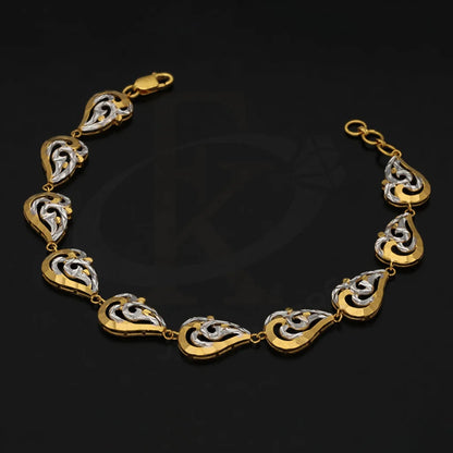 Dual Tone Gold Leaf Shaped Bracelet 22Kt - Fkjbrl22K3035 Bracelets