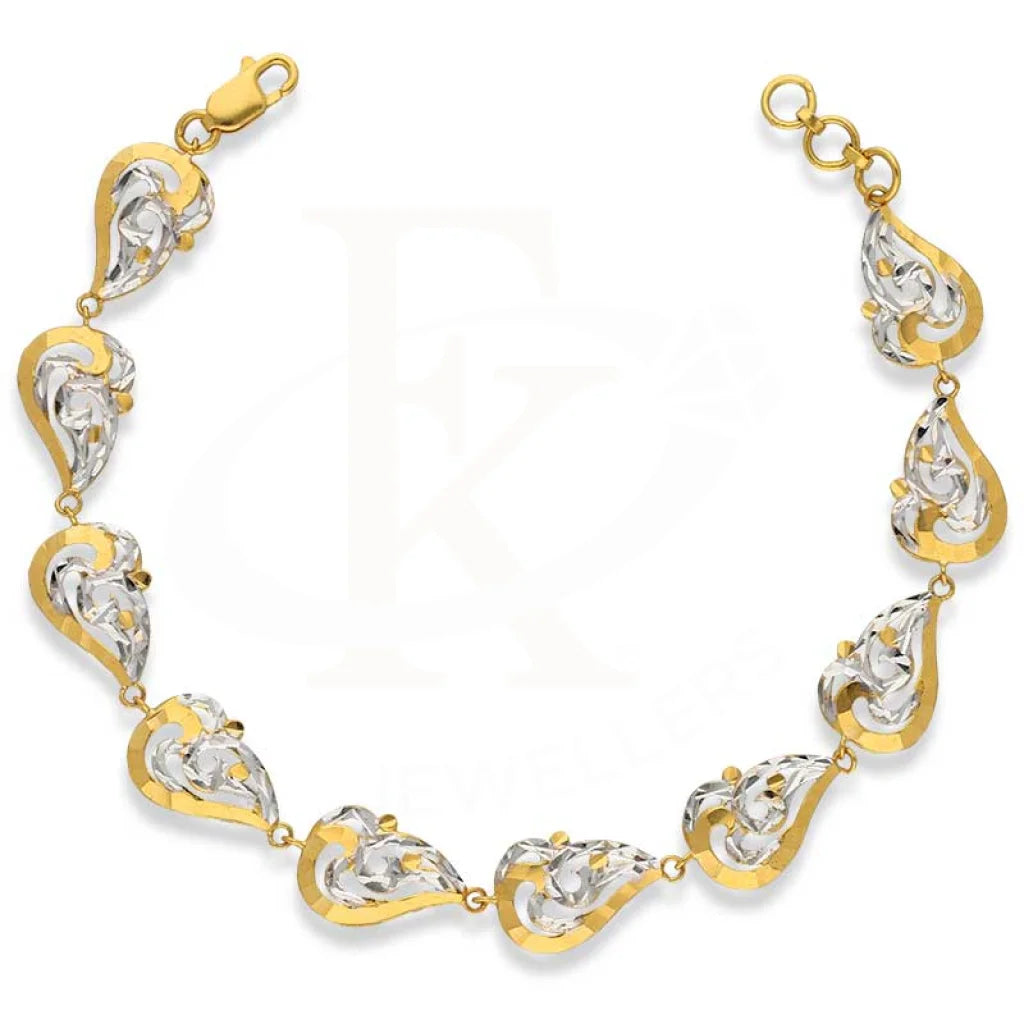 Dual Tone Gold Leaf Shaped Bracelet 22Kt - Fkjbrl22K3035 Bracelets