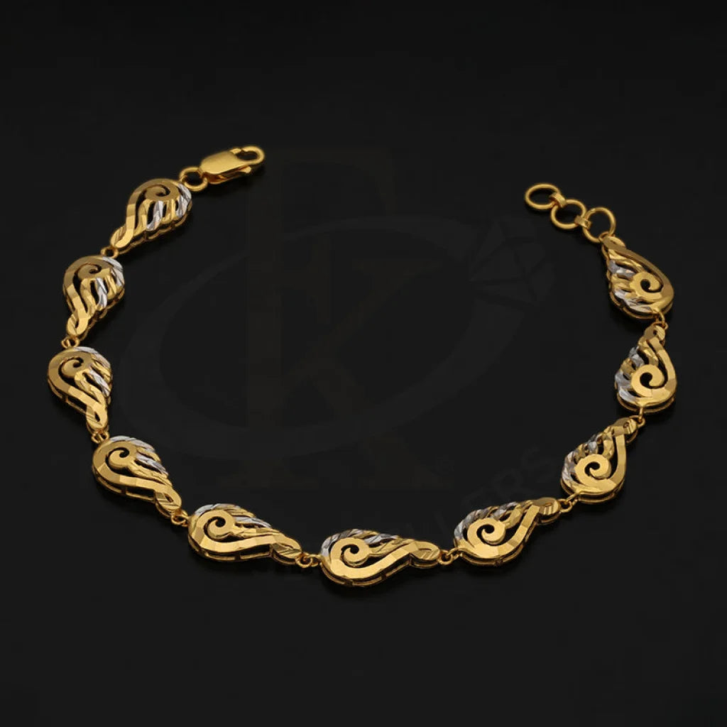 Dual Tone Gold Leaf Shaped Bracelet 22Kt - Fkjbrl22K3036 Bracelets