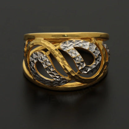 Dual Tone Gold Leaf Shaped Ring 22Kt - Fkjrn22K3870 Rings