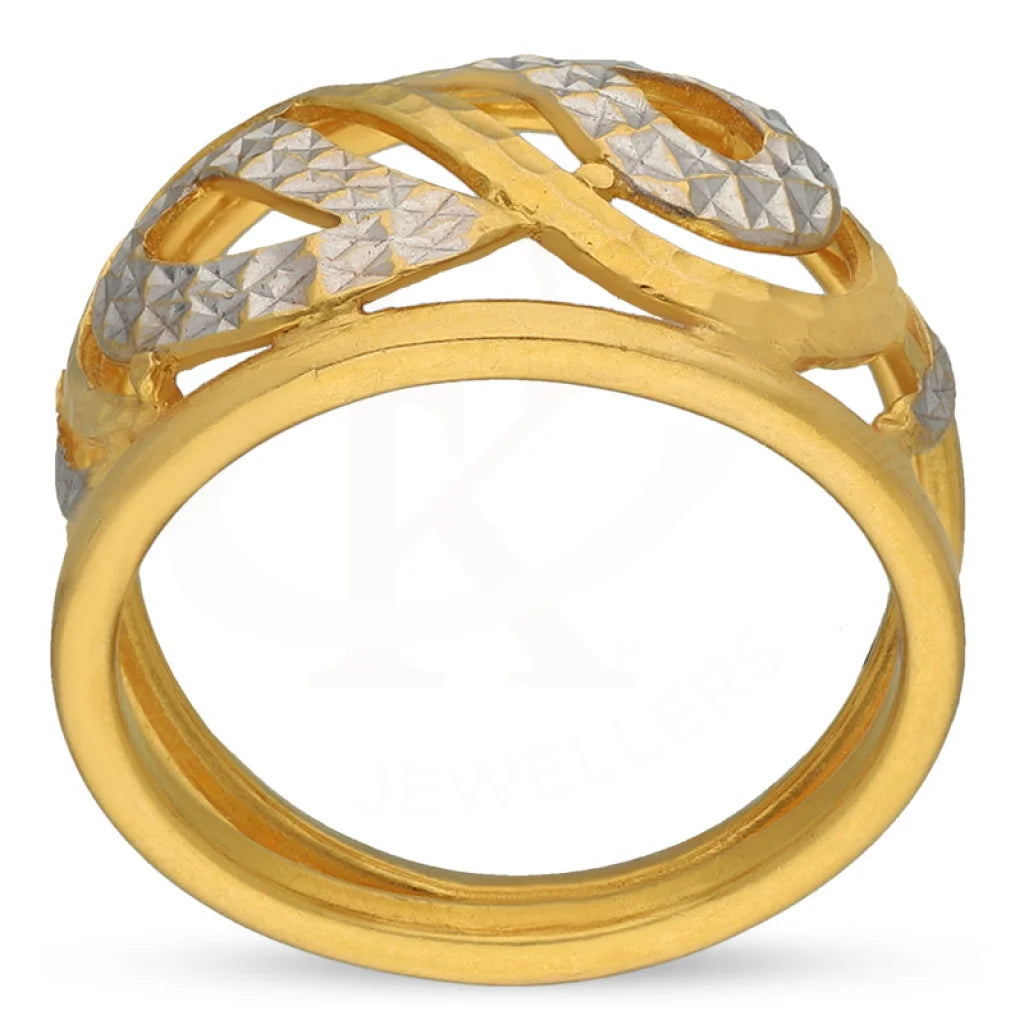 Dual Tone Gold Leaf Shaped Ring 22Kt - Fkjrn22K3870 Rings